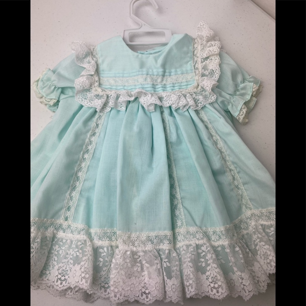 Vintage Toddle Tyke mint green 9 month cotton/polyester blend dress